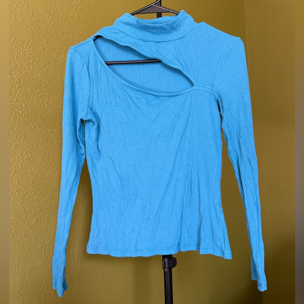 NA-KD Turquoise Blue Cut-Out Women's Top size Small